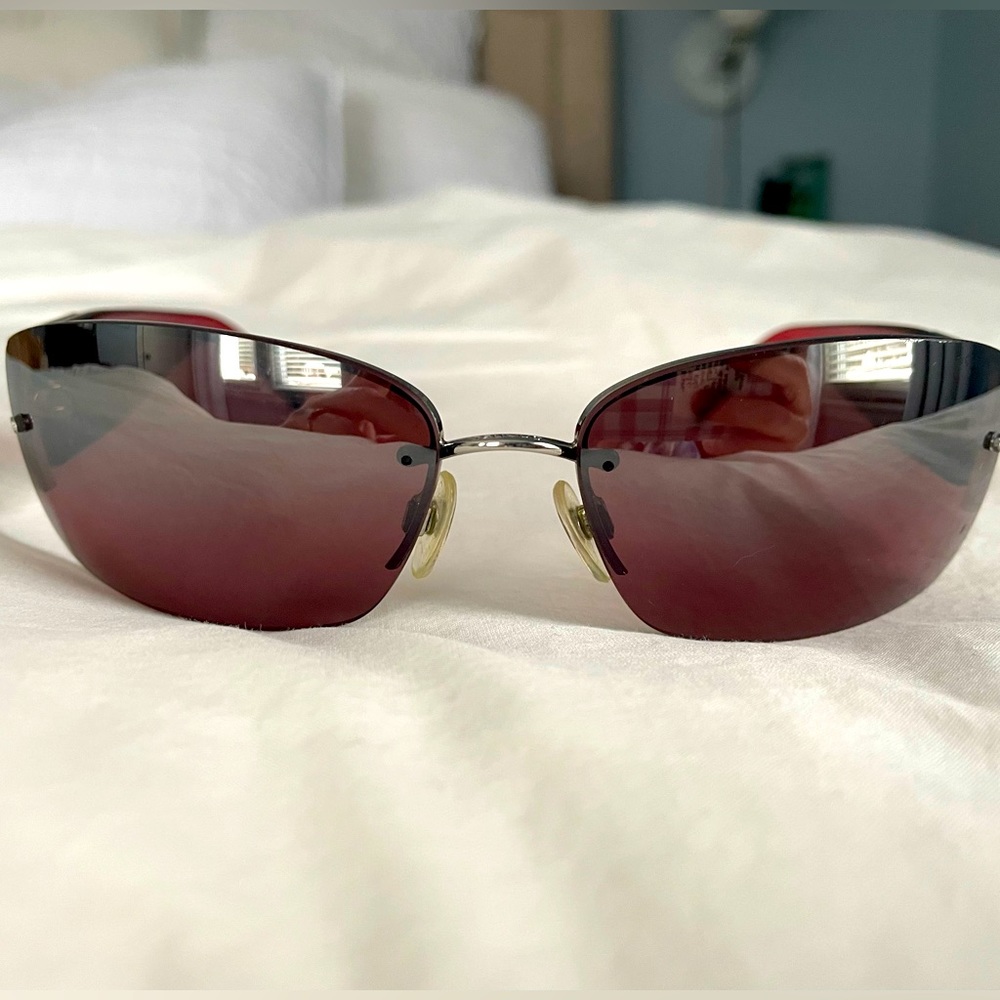 CHANEL 4117-B c.124/7e Red with rhinestone CC logo sunglasses